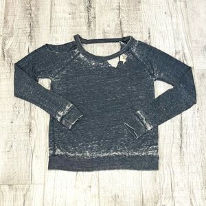 Distressed Cut Out Vintage Blue Long Sleeve